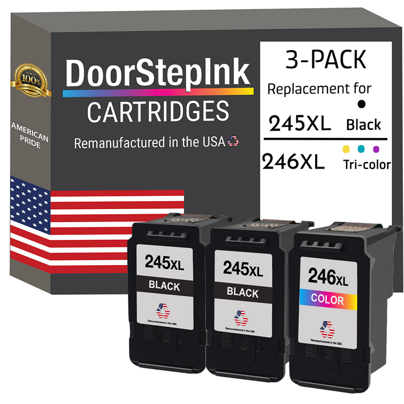 Canon PG-245XL CL-246XL Combo 3-Pack US Remanufactured Ink