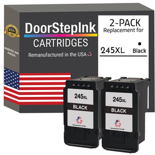DoorStepInk Remanufactured in the USA Ink Cartridges for Canon PG-245XL 245 XL (PG-243) Black Twin Pack