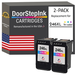DoorStepInk Remanufactured in the USA Ink Cartridges for Canon CL-246XL 246 XL (CL-244) Color Twin Pack