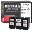 DoorStepInk Remanufactured in the USA Ink Cartridges for Canon PG-260XL 260 XL 2 Black / CL-261XL 261 XL 1 Color 3-Pack