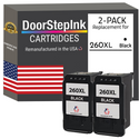 DoorStepInk Remanufactured in the USA Ink Cartridge for Canon PG-260XL 260 XL Black Twin Pack