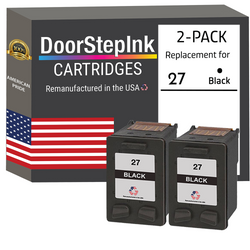 DoorStepInk Remanufactured in the USA Ink Cartridges for HP 27 Black Twin Pack