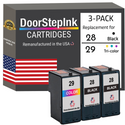 DoorStepInk Remanufactured in the USA Ink Cartridges for Lexmark #28 2 Black / #29 1 Color 3-Pack
