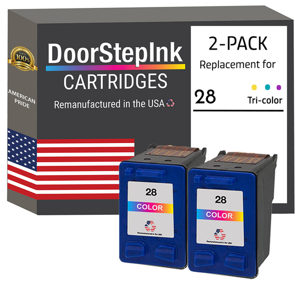 DoorStepInk Remanufactured in the USA Ink Cartridges for HP 28 Color Twin Pack