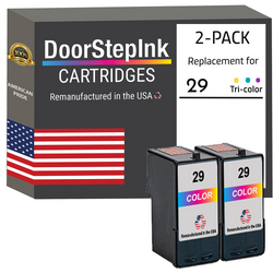 DoorStepInk Remanufactured in the USA Ink Cartridges for Lexmark #29 Color Twin Pack