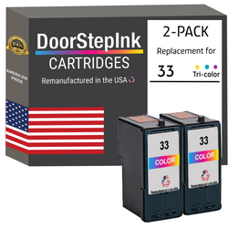 DoorStepInk Remanufactured in the USA Ink Cartridges for Lexmark #33 Color Twin Pack