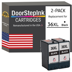 DoorStepInk Remanufactured in the USA Ink Cartridges for Lexmark #36XL Black Twin Pack