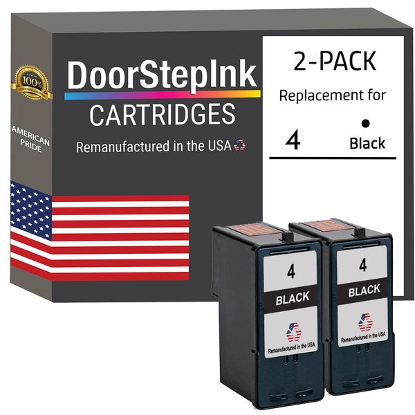 DoorStepInk Remanufactured in the USA Ink Cartridges for Lexmark #4 Black Twin Pack