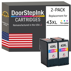 DoorStepInk Remanufactured in the USA Ink Cartridges for Lexmark #43XL Color Twin Pack