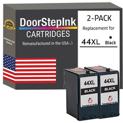 DoorStepInk Remanufactured in the USA Ink Cartridges for Lexmark #44XL Black Twin Pack