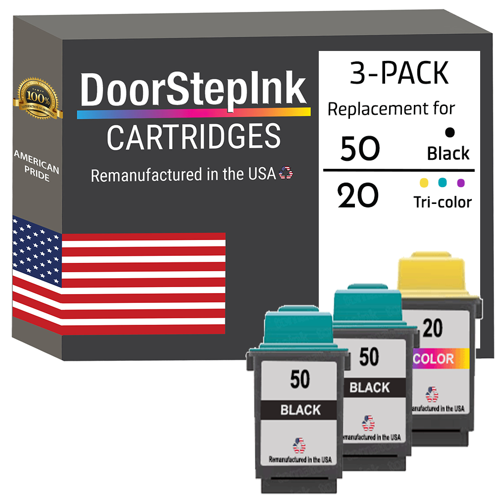 DoorStepInk Brand for Lexmark #50 2 Black / #20 1 Color Remanufactured