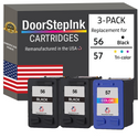 DoorStepInk Remanufactured in the USA Ink Cartridges for HP 56 2 Black / 57 1 Color 3-Pack