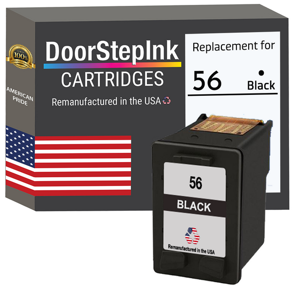 DoorStepInk Remanufactured in the USA Ink Cartridge for 56 C6656AN Black