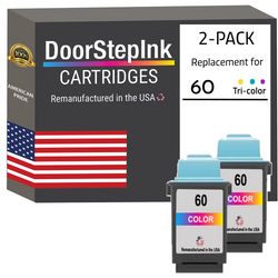 DoorStepInk Remanufactured in the USA Ink Cartridges for Lexmark #60 Color Twin Pack