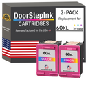 DoorStepInk Remanufactured in the USA Ink Cartridges for HP 60XL 60 XL Color Twin Pack