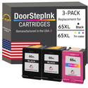 DoorStepInk Remanufactured in the USA Ink Cartridges for HP 65XL 65 XL 2 Black / 1 Color 3-Pack