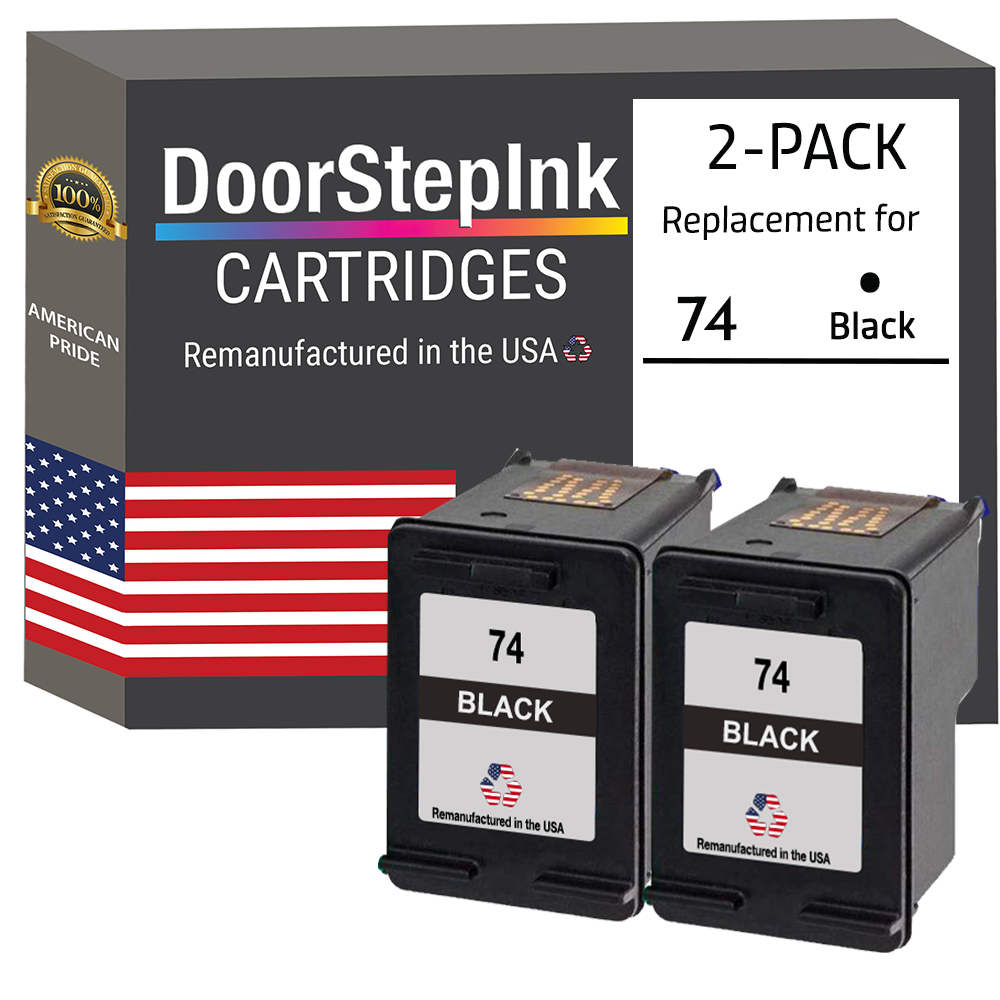 Doorstepink Brand For Hp 74 Cb335wn Black Twin Pack Remanufactured I