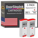 DoorStepInk Remanufactured in the USA Ink Cartridges for Pitney Bowes 787-1 Fluorescent Red Twin Pack