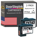 DoorStepInk Remanufactured in the USA Ink Cartridges for Dell Series 2 7Y743 Black Twin Pack