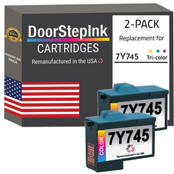 DoorStepInk Remanufactured in the USA Ink Cartridges for Dell Series 2 7Y745 Color Twin Pack