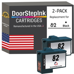 DoorStepInk Remanufactured in the USA Ink Cartridges for Lexmark #82 Black Twin Pack