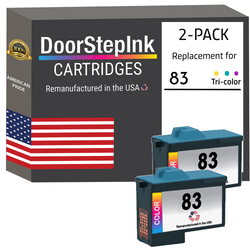 DoorStepInk Remanufactured in the USA Ink Cartridges for Lexmark #83 Color Twin Pack