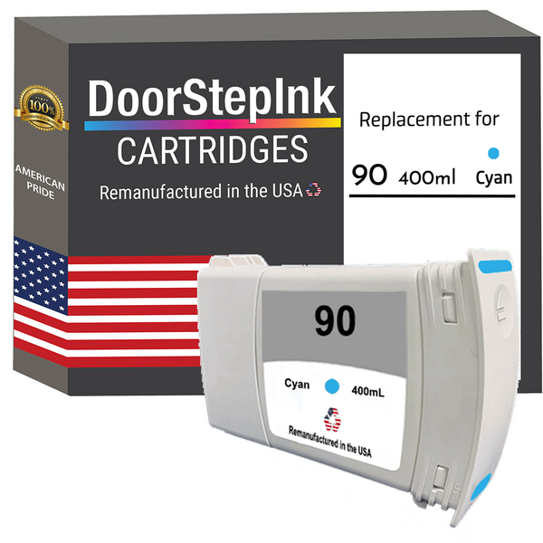 DoorStepInk Remanufactured in the USA Ink Cartridge for HP 90 400mL Cyan