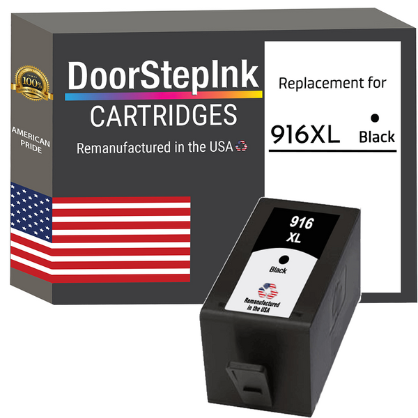 DoorStepInk Remanufactured in the USA Ink Cartridges for HP 916XL Black