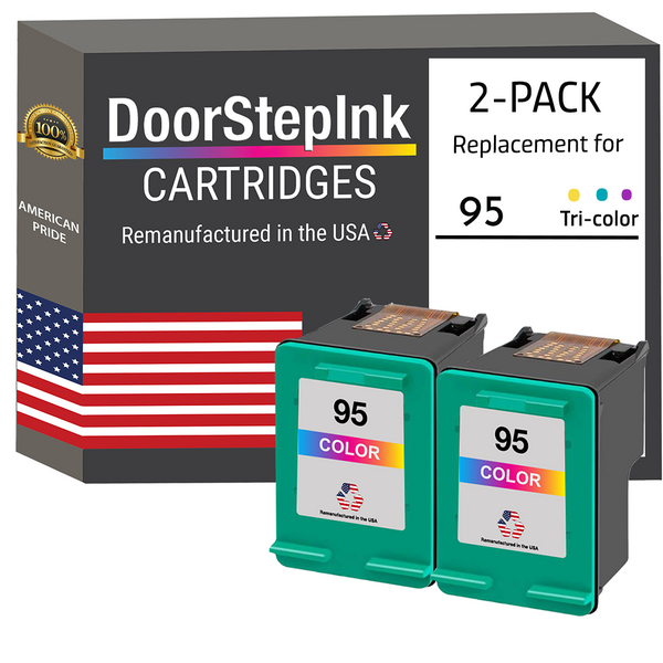 DoorStepInk Remanufactured in the USA Ink Cartridges for HP 95 Color Twin Pack