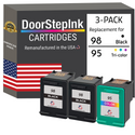 DoorStepInk Remanufactured in the USA Ink Cartridges for HP 98 2 Black / 95 1 Color 3-Pack