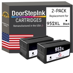 DoorStepInk Remanufactured in the USA Ink Cartridges for HP 952XL Black Twin Pack