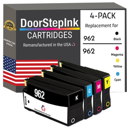 DoorStepInk Remanufactured in the USA Ink Cartridges for HP 962 1 Black / 3 Color 4-pack