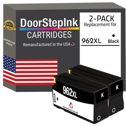 DoorStepInk Remanufactured in the USA Ink Cartridge for HP 962XL Black Twin Pack