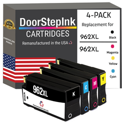 DoorStepInk Remanufactured in the USA Ink Cartridges for HP 962XL 1 Black / 962XL 3 Color 4-pack