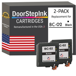 DoorStepInk Remanufactured in the USA Ink Cartridges for Canon BC-02 Black Twin Pack