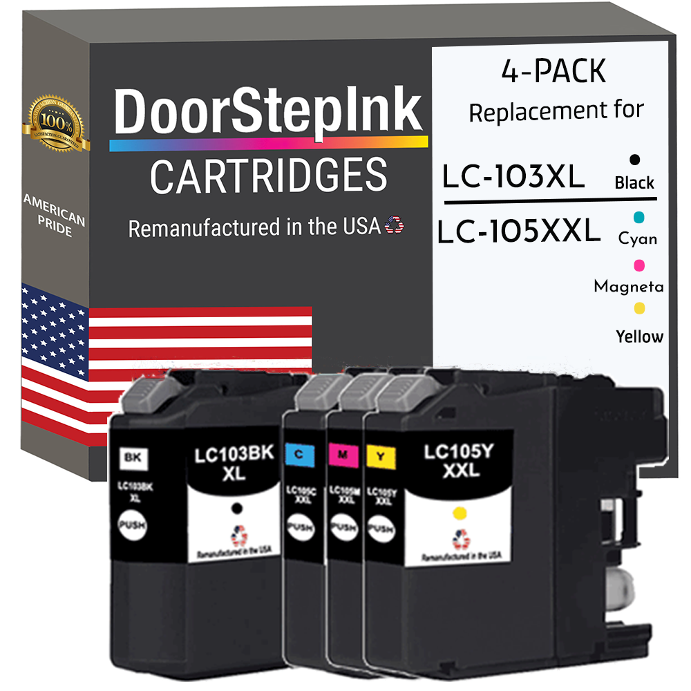 DoorStepInk Brand for Brother LC103BK XL High Yield Black / LC105 3 Co