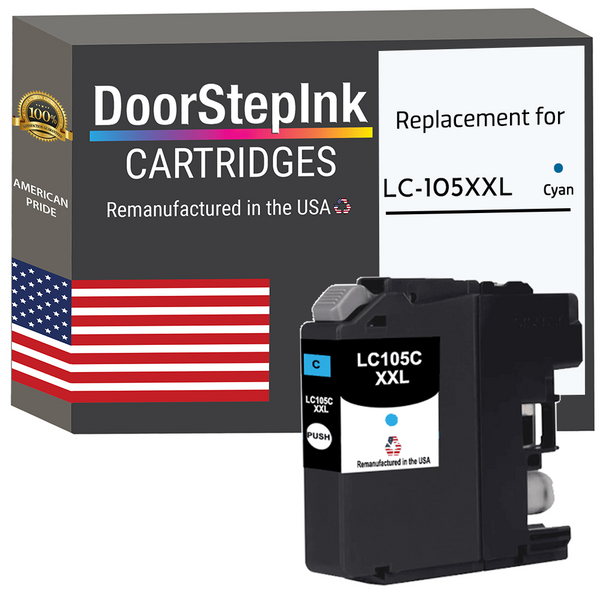 DoorStepInk Remanufactured in the USA Ink Cartridges for Brother LC105XXL Cyan