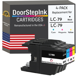 DoorStepInk Remanufactured in the USA Ink Cartridges for Brother LC79 Black, Cyan, Magenta and Yellow (4Pack)