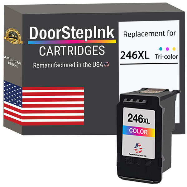 DoorStepInk Remanufactured in the USA Ink Cartridge for Canon CL-246XL Tri-Color