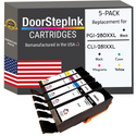 DoorStepInk Remanufactured in the USA Ink Cartridges for Canon PGI-280XXL Black and CLI-281XXL Black, Cyan, Magenta and yellow (5Pack)
