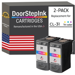 DoorStepInk Remanufactured in the USA Ink Cartridges for Canon CL-31 Color Twin Pack