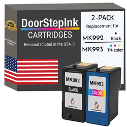 DoorStepInk Remanufactured in the USA Ink Cartridges for Dell Series 9 MK992 Black and MK993 Tri-Color