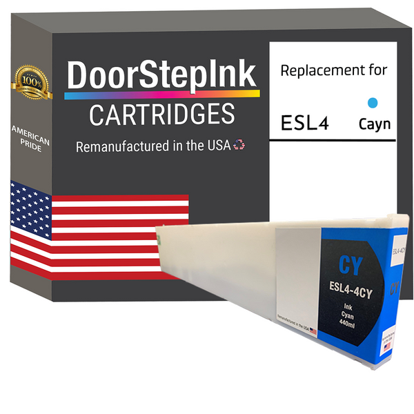 DoorStepInk Remanufactured in the USA Ink Cartridge for Roland ESL4-4CY 440mL Cyan