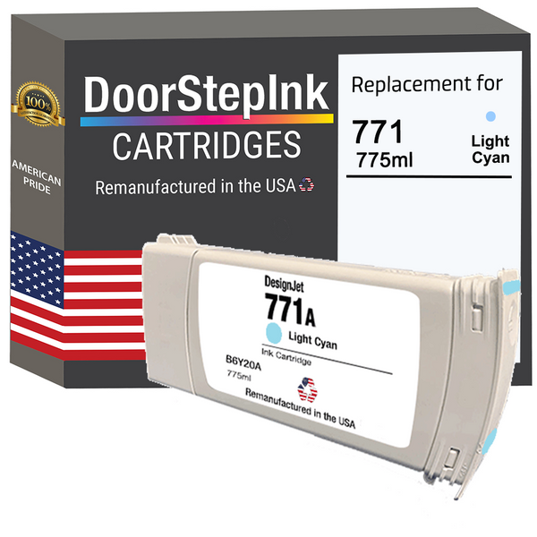 DoorStepInk Remanufactured in the USA Ink Cartridge for 771 775ML Light Cyan