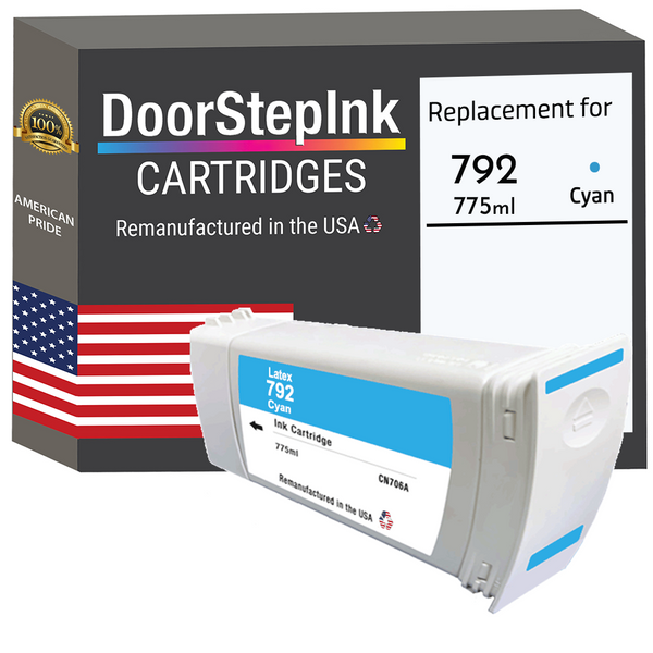 DoorStepInk Remanufactured in the USA Ink Cartridge for 792 775ML Cyan