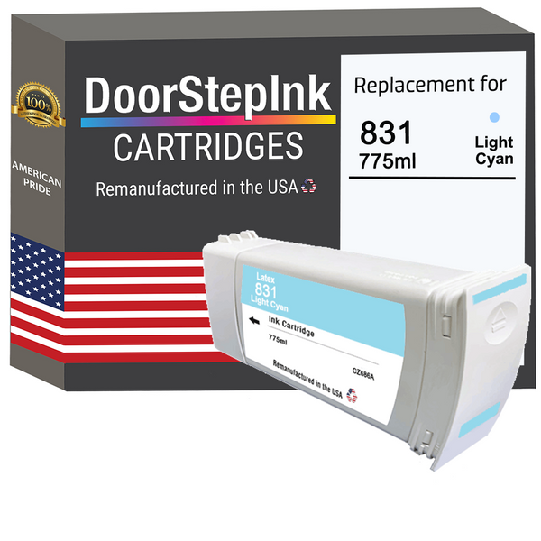 DoorStepInk Remanufactured in the USA Ink Cartridge for 831 775ML Light Cyan