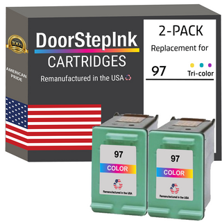 DoorStepInk Remanufactured in the USA Ink Cartridges for HP 97 Color Twin Pack