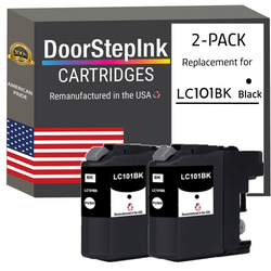 DoorStepInk Remanufactured in the USA Ink Cartridge for Brother LC101BK Black Twin Pack