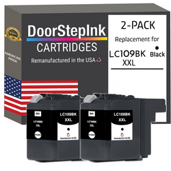 DoorStepInk Remanufactured in the USA Ink Cartridges for Brother LC109BK XXL Super High Yield Black Twin Pack