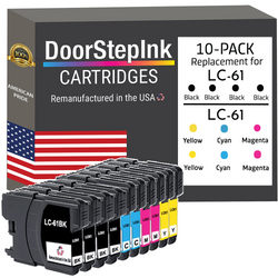 DoorStepInk Remanufactured in the USA Ink Cartridges for Brother LC61 4 Black /  2 Each Color 10-pack